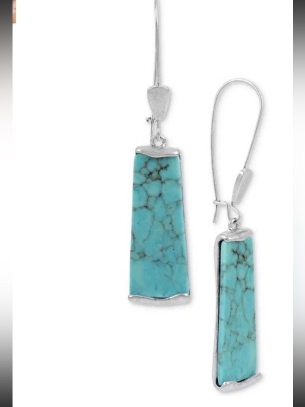 NEW Robert Lee Morris Soho Geometric Turquoise Stone Silver Dangle Earrings NIB